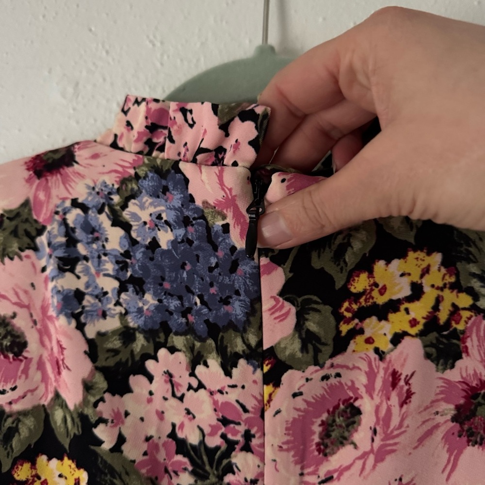 Rebecca Taylor Lavinia Floral-print Hydrangea Ruffle Dress In Black Cameo Pink - Picture 10 of 16